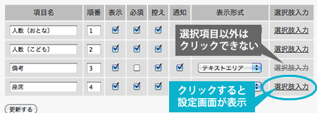 選択肢の編集